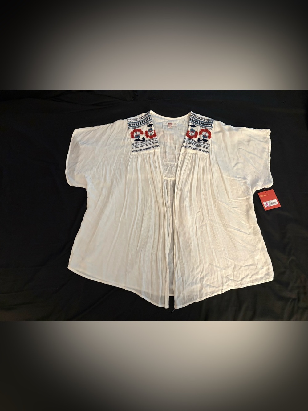 Women's White Mossimo Supply Embroidered Open Front Kimono NWT. Size XXL.